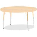 Jonti-Craft Berries Adult Height Maple Top/Edge Round Table - Laminated Round, Maple Top - Four Leg Base - 4 Legs - Height Adjustable - 24" to 31" Adjustment x 1.13" Table Top Thickness x 48" Table Top Diameter - 31" Height - Art, Craft - Assembly Re
