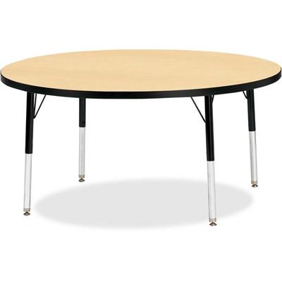 Jonti-Craft Berries Elementary Height Color Top Round Table - Laminated Round, Maple Top - Four Leg Base - 4 Legs - Height Adjustable - 15" to 24" Adjustment x 1.13" Table Top Thickness x 48" Table Top Diameter - 24" Height - Art, Craft - Assembly Re