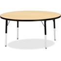 Jonti-Craft Berries Elementary Height Color Top Round Table - Laminated Round, Maple Top - Four Leg Base - 4 Legs - Height Adjustable - 15" to 24" Adjustment x 1.13" Table Top Thickness x 48" Table Top Diameter - 24" Height - Art, Craft - Assembly Re