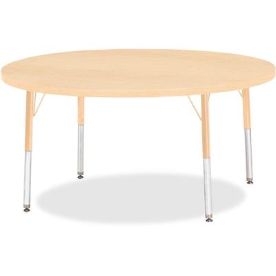 Jonti-Craft Berries Elementary Height Maple Top/Edge Round Table - Laminated Round, Maple Top - Four Leg Base - 4 Legs - Height Adjustable - 15" to 24" Adjustment x 1.13" Table Top Thickness x 48" Table Top Diameter - 24" Height - Art, Craft - Assemb