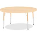 Jonti-Craft Berries Elementary Height Maple Top/Edge Round Table - Laminated Round, Maple Top - Four Leg Base - 4 Legs - Height Adjustable - 15" to 24" Adjustment x 1.13" Table Top Thickness x 48" Table Top Diameter - 24" Height - Art, Craft - Assemb
