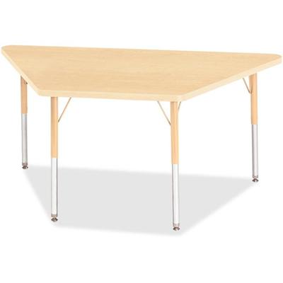 Jonti-Craft Berries Adult-Size Maple Prism Trapezoid Table - Laminated Trapezoid, Maple Top - Four Leg Base - 4 Legs - Height Adjustable - 24" to 31" Adjustment - 60" Table Top Length x 30" Table Top Width x 1.13" Table Top Thickness - 31" Height - E