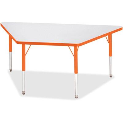 Jonti-Craft Berries Elementary Height Prism Edge Trapezoid Table - Laminated Trapezoid, Orange Top - Four Leg Base - 4 Legs - Height Adjustable - 15" to 24" Adjustment - 60" Table Top Length x 30" Table Top Width x 1.13" Table Top Thickness - 24" Hei