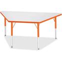 Jonti-Craft Berries Elementary Height Prism Edge Trapezoid Table - Laminated Trapezoid, Orange Top - Four Leg Base - 4 Legs - Height Adjustable - 15" to 24" Adjustment - 60" Table Top Length x 30" Table Top Width x 1.13" Table Top Thickness - 24" Hei