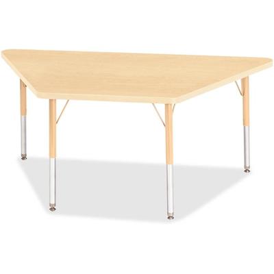 Jonti-Craft Berries Maple Top Elementary Height Trapezoid Table - Laminated Trapezoid, Maple Top - Four Leg Base - 4 Legs - Height Adjustable - 15" to 24" Adjustment - 60" Table Top Length x 30" Table Top Width x 1.13" Table Top Thickness - 24" Heigh