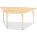 Jonti-Craft Berries Maple Top Elementary Height Trapezoid Table - Laminated Trapezoid, Maple Top - Four Leg Base - 4 Legs - Height Adjustable - 15" to 24" Adjustment - 60" Table Top Length x 30" Table Top Width x 1.13" Table Top Thickness - 24" Heigh