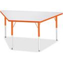 Jonti-Craft Berries Adult-Size Gray Laminate Trapezoid Table - Laminated Trapezoid, Orange Top - Four Leg Base - 4 Legs - Height Adjustable - 24" to 31" Adjustment - 60" Table Top Length x 30" Table Top Width x 1.13" Table Top Thickness - 31" Height 