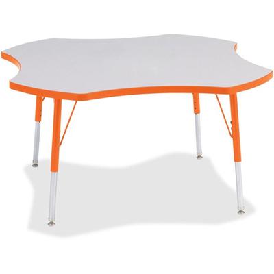 Jonti-Craft Berries Prism Four-Leaf Student Table - Laminated, Orange Top - Four Leg Base - 4 Legs - Height Adjustable - 24" to 31" Adjustment x 1.13" Table Top Thickness x 48" Table Top Diameter - 31" Height - Educational Environment - Assembly Requ