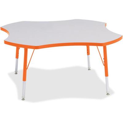 Jonti-Craft Berries Elementary Height Prism Four-Leaf Table - Laminated, Orange Top - Four Leg Base - 4 Legs - Height Adjustable - 15" to 24" Adjustment x 1.13" Table Top Thickness x 48" Table Top Diameter - 24" Height - Educational Environment - Ass