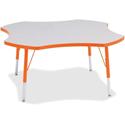 Jonti-Craft Berries Elementary Height Prism Four-Leaf Table - Laminated, Orange Top - Four Leg Base - 4 Legs - Height Adjustable - 15" to 24" Adjustment x 1.13" Table Top Thickness x 48" Table Top Diameter - 24" Height - Educational Environment - Ass