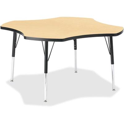 Jonti-Craft Berries Elementary Black Edge Four-leaf Table - Laminated, Maple Top - Four Leg Base - 4 Legs - Height Adjustable - 15" to 24" Adjustment x 1.13" Table Top Thickness x 48" Table Top Diameter - 24" Height - Educational Environment - Assemb