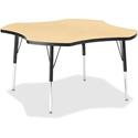 Jonti-Craft Berries Elementary Black Edge Four-leaf Table - Laminated, Maple Top - Four Leg Base - 4 Legs - Height Adjustable - 15" to 24" Adjustment x 1.13" Table Top Thickness x 48" Table Top Diameter - 24" Height - Educational Environment - Assemb