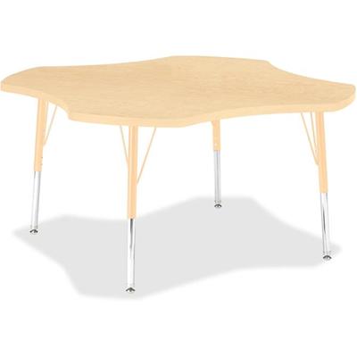 Jonti-Craft Berries Elementary Maple Laminate Four-leaf Table - Laminated, Maple Top - Four Leg Base - 4 Legs - Height Adjustable - 15" to 24" Adjustment x 1.13" Table Top Thickness x 48" Table Top Diameter - 24" Height - Educational Environment - As