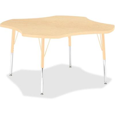 Jonti-Craft Berries Adult Maple Laminate Four-leaf Table - Laminated, Maple Top - Four Leg Base - 4 Legs - Height Adjustable - 24" to 31" Adjustment x 1.13" Table Top Thickness x 48" Table Top Diameter - 31" Height - Educational Environment - Assembl