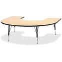 Jonti-Craft Berries Elementary Black Edge Horseshoe Table - Laminated Horseshoe-shaped, Maple Top - Four Leg Base - 4 Legs - Height Adjustable - 15" to 24" Adjustment - 66" Table Top Length x 60" Table Top Width x 1.13" Table Top Thickness - 24" Heig