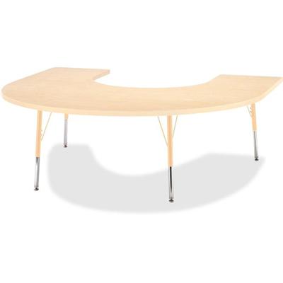 Jonti-Craft Berries Adult Maple Laminate Horseshoe Table - Laminated Horseshoe-shaped, Maple Top - Four Leg Base - 4 Legs - Height Adjustable - 24" to 31" Adjustment - 66" Table Top Length x 60" Table Top Width x 1.13" Table Top Thickness - 31" Heigh