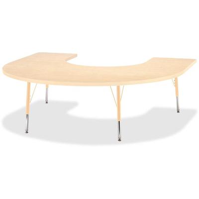 Jonti-Craft Berries Elementary Maple Laminate Horseshoe Table - Laminated Horseshoe-shaped, Maple Top - Four Leg Base - 4 Legs - Height Adjustable - 15" to 24" Adjustment - 66" Table Top Length x 60" Table Top Width x 1.13" Table Top Thickness - 24" 