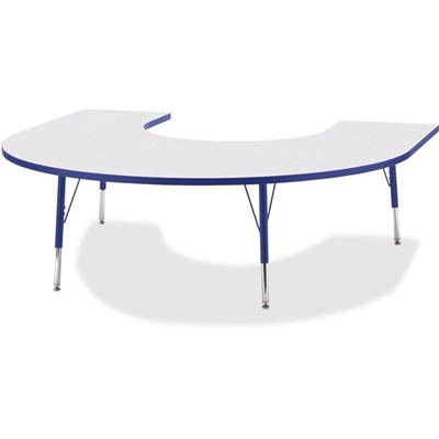 Jonti-Craft Berries Elementary Height Prism Edge Horseshoe Table - Blue Horseshoe-shaped, Laminated Top - Four Leg Base - 4 Legs - Height Adjustable - 15" to 24" Adjustment - 66" Table Top Length x 60" Table Top Width x 1.13" Table Top Thickness - 24