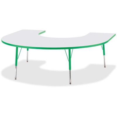 Jonti-Craft Berries Prism Horseshoe Student Table - Green Horseshoe-shaped, Laminated Top - Four Leg Base - 4 Legs - Height Adjustable - 24" to 31" Adjustment - 66" Table Top Length x 60" Table Top Width x 1.13" Table Top Thickness - 31" Height - Edu