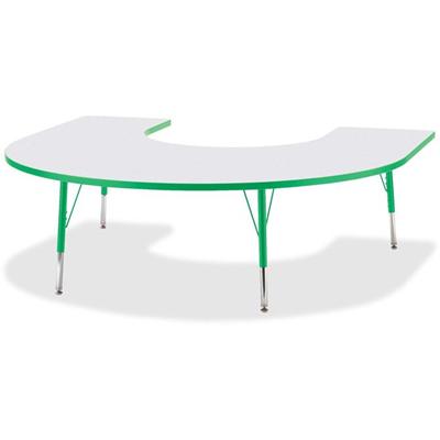 Jonti-Craft Berries Elementary Height Prism Edge Horseshoe Table - Green Horseshoe-shaped, Laminated Top - Four Leg Base - 4 Legs - Height Adjustable - 15" to 24" Adjustment - 66" Table Top Length x 60" Table Top Width x 1.13" Table Top Thickness - 2
