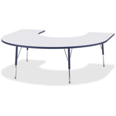 Jonti-Craft Berries Prism Horseshoe Student Table - Laminated Horseshoe-shaped, Navy Top - Four Leg Base - 4 Legs - Height Adjustable - 24" to 31" Adjustment - 66" Table Top Length x 60" Table Top Width x 1.13" Table Top Thickness - 31" Height - Educ