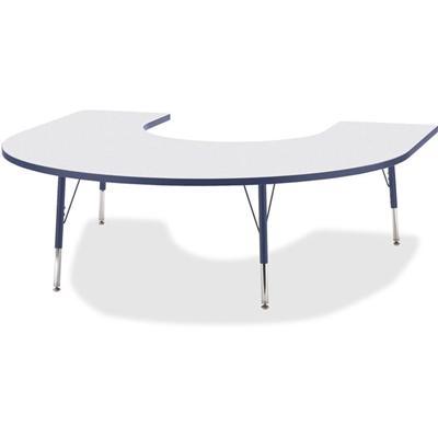 Jonti-Craft Berries Elementary Height Prism Edge Horseshoe Table - Laminated Horseshoe-shaped, Navy Top - Four Leg Base - 4 Legs - Height Adjustable - 15" to 24" Adjustment - 66" Table Top Length x 60" Table Top Width x 1.13" Table Top Thickness - 24