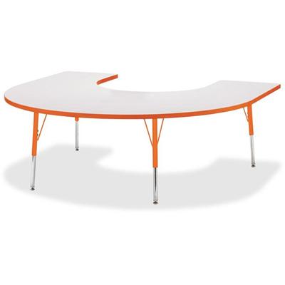 Jonti-Craft Berries Prism Horseshoe Student Table - Laminated Horseshoe-shaped, Orange Top - Four Leg Base - 4 Legs - Height Adjustable - 24" to 31" Adjustment - 66" Table Top Length x 60" Table Top Width x 1.13" Table Top Thickness - 31" Height - Ed