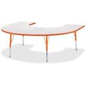 Jonti-Craft Berries Prism Horseshoe Student Table - Laminated Horseshoe-shaped, Orange Top - Four Leg Base - 4 Legs - Height Adjustable - 24" to 31" Adjustment - 66" Table Top Length x 60" Table Top Width x 1.13" Table Top Thickness - 31" Height - Ed
