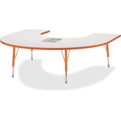Jonti-Craft Berries Elementary Height Prism Edge Horseshoe Table - Laminated Horseshoe-shaped, Orange Top - Four Leg Base - 4 Legs - Height Adjustable - 15" to 24" Adjustment - 66" Table Top Length x 60" Table Top Width x 1.13" Table Top Thickness - 
