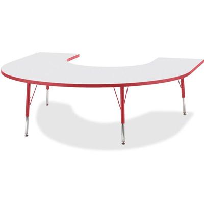Jonti-Craft Berries Elementary Height Prism Edge Horseshoe Table - Laminated Horseshoe-shaped, Red Top - Four Leg Base - 4 Legs - Height Adjustable - 15" to 24" Adjustment - 66" Table Top Length x 60" Table Top Width x 1.13" Table Top Thickness - 24"