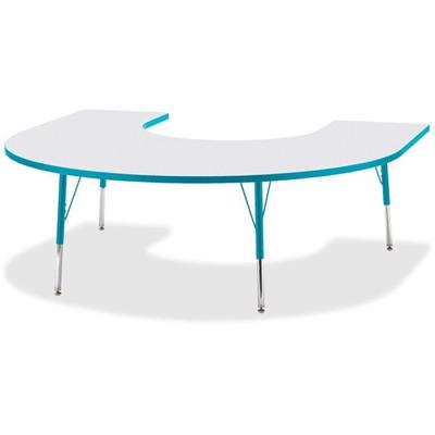 Jonti-Craft Berries Prism Horseshoe Student Table - Laminated Horseshoe-shaped, Teal Top - Four Leg Base - 4 Legs - Height Adjustable - 24" to 31" Adjustment - 66" Table Top Length x 60" Table Top Width x 1.13" Table Top Thickness - 31" Height - Educ