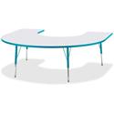 Jonti-Craft Berries Prism Horseshoe Student Table - Laminated Horseshoe-shaped, Teal Top - Four Leg Base - 4 Legs - Height Adjustable - 24" to 31" Adjustment - 66" Table Top Length x 60" Table Top Width x 1.13" Table Top Thickness - 31" Height - Educ