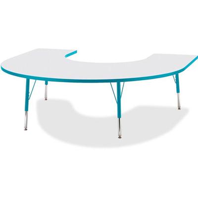 Jonti-Craft Berries Elementary Height Prism Edge Horseshoe Table - Laminated Horseshoe-shaped, Teal Top - Four Leg Base - 4 Legs - Height Adjustable - 15" to 24" Adjustment - 66" Table Top Length x 60" Table Top Width x 1.13" Table Top Thickness - 24