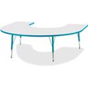 Jonti-Craft Berries Elementary Height Prism Edge Horseshoe Table - Laminated Horseshoe-shaped, Teal Top - Four Leg Base - 4 Legs - Height Adjustable - 15" to 24" Adjustment - 66" Table Top Length x 60" Table Top Width x 1.13" Table Top Thickness - 24