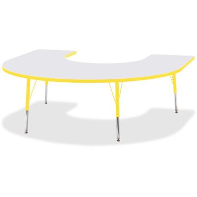 Jonti-Craft Berries Prism Horseshoe Student Table - Laminated Horseshoe-shaped, Yellow Top - Four Leg Base - 4 Legs - Height Adjustable - 24" to 31" Adjustment - 66" Table Top Length x 60" Table Top Width x 1.13" Table Top Thickness - 31" Height - Ed