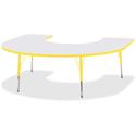 Jonti-Craft Berries Prism Horseshoe Student Table - Laminated Horseshoe-shaped, Yellow Top - Four Leg Base - 4 Legs - Height Adjustable - 24" to 31" Adjustment - 66" Table Top Length x 60" Table Top Width x 1.13" Table Top Thickness - 31" Height - Ed