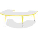 Jonti-Craft Berries Elementary Height Prism Edge Horseshoe Table - Laminated Horseshoe-shaped, Yellow Top - Four Leg Base - 4 Legs - Height Adjustable - 15" to 24" Adjustment - 66" Table Top Length x 60" Table Top Width x 1.13" Table Top Thickness - 