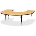 Jonti-Craft Berries Elementary Black Edge Horseshoe Table - Black Oak Horseshoe-shaped, Laminated Top - Four Leg Base - 4 Legs - Height Adjustable - 15" to 24" Adjustment - 66" Table Top Length x 60" Table Top Width x 1.13" Table Top Thickness - 24" 