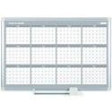 MasterVision 36" 12-month Calendar Planning Board - Yearly - 12 Month - White - Aluminum - 24" Height x 36" Width - Magnetic, Dry Erase Surface, Durable, Reference Calendar, Accessory Tray, Scratch Resistant, Ghost Resistant - 1 Each