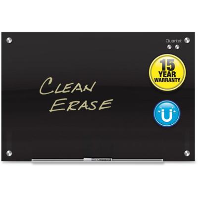Quartet Infinity&trade; Glass Magnetic Dry-Erase Board - 48" (4 ft) Width x 36" (3 ft) Height - Black Tempered Glass Surface - Black Frame - Horizontal/Vertical - Magnetic - Frameless, Dent Resistant, Non-absorbent, Stain Resistant, Ghost Resistant, 