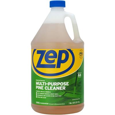 Zep Multipurpose Pine Cleaner - For Fiberglass, Porcelain, Stainless Steel, Tile, Bathroom, Floor, Kitchen - Concentrate - 128 fl oz (4 quart) - Fresh Pine Scent - Recommended For: Grease Remover, Grime Remover, Soil Remover, Dirt Remover - Deodorize