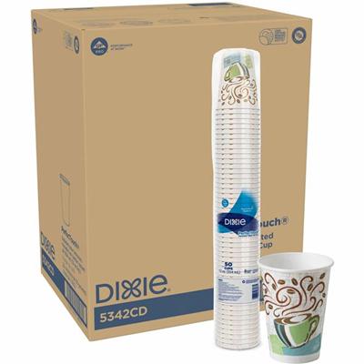 Dixie PerfecTouch 12 oz Insulated Paper Hot Coffee Cups by GP Pro - 12 fl oz - Coffee Haze - Paper - Hot Drink - 50/Pack - 20 / Carton