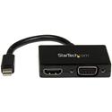 StarTech.com Travel A/V adapter: 2-in-1 Mini DisplayPort to HDMI or VGA converter - 1 x 20-pin Mini DisplayPort Digital Audio/Video - Male - 1 x 19-pin HDMI Digital Audio/Video - Female, 1 x 15-pin HD-15 - Female - Black - 1 Each