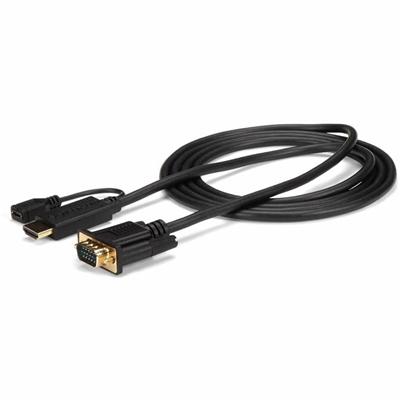 StarTech.com HDMI/VGA Video Cable - 10 ft HDMI/VGA Video Cable Adapter for Video Device, Monitor, Projector, Chromebook, Notebook, Desktop Computer, MAC, Workstation, TV, Computer - First End: 1 x 19-pin HDMI Digital Audio/Video - Male, 1 x 5-pin Mic
