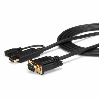StarTech.com HDMI/VGA Video Cable - 6 ft HDMI/VGA Video Cable Adapter for Video Device, Monitor, Projector, Computer, Chromebook, Notebook, Desktop PC, Workstation, MAC, TV - First End: 1 x 19-pin HDMI Digital Audio/Video - Male, 1 x 5-pin Micro USB 