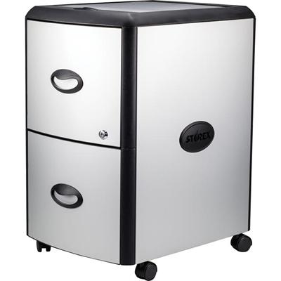 Storex Metal-clad Mobile Filing Cabinet - 19" Width x 15" Depth x 23" Height for File - Letter - Vertical - Washable, Durable, Locking Drawer, Locking Casters - Platinum, Gray - Metal, Polypropylene