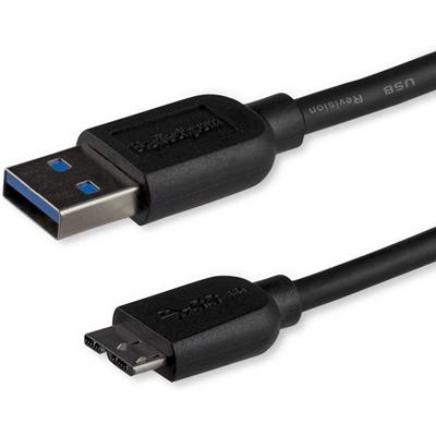 StarTech.com 3m (10ft) Slim SuperSpeed USB 3.0 A to Micro B Cable - M/M - 10 ft USB/USB Micro-B Data Transfer Cable for Desktop Computer, Notebook, Portable Hard Drive, Card Reader, Tablet - First End: 1 x 9-pin USB 3.0 Type A - Male - Second End: 1 