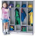 Jonti-Craft Rainbow Accents 5-section Coat Locker - 5 Compartment(s) - 50.50" Height x 48" Width x 15" Depth - Durable, Laminated, Kick Plate, Double Hook - Navy Blue - 1 Each