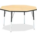 Jonti-Craft Berries Adult Height Color Edge Octagon Table - Laminated Octagonal, Maple Top - Four Leg Base - 4 Legs - Height Adjustable - 24" to 31" Adjustment x 1.13" Table Top Thickness x 48" Table Top Diameter - 31" Height - Art, Craft - Assembly 