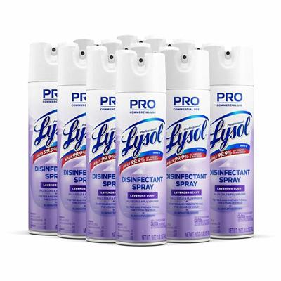 Professional Lysol Lavender Disinfectant Spray - For Multipurpose - 19 oz (1.19 lb) - Lavender Scent - Recommended For: Germs Remover, Mildew Remover, Mold Remover - Disinfectant - Clear - 12 / Carton